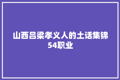 山西吕梁孝义人的土话集锦54职业