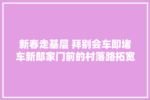 新春走基层 拜别会车即堵车新郎家门前的村落路拓宽成双车道村里拥有小汽车家庭超六成