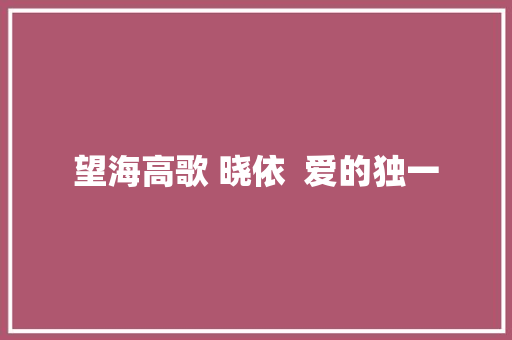 望海高歌 晓依  爱的独一