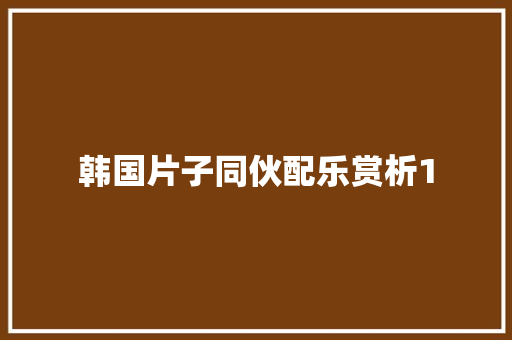 韩国片子同伙配乐赏析1