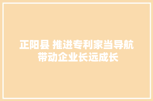 正阳县 推进专利家当导航 带动企业长远成长