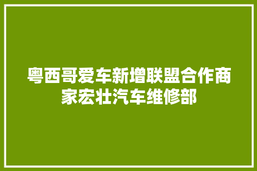 粤西哥爱车新增联盟合作商家宏壮汽车维修部