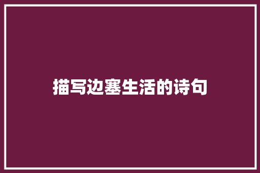 描写边塞生活的诗句