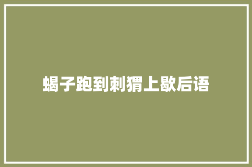 蝎子跑到刺猬上歇后语