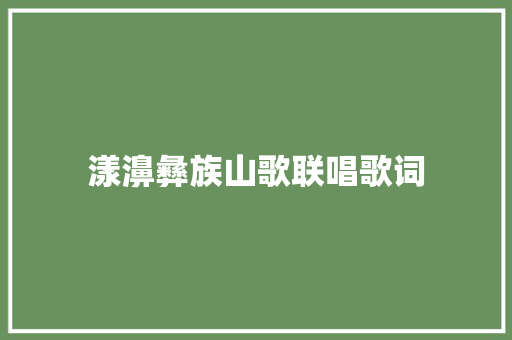 漾濞彝族山歌联唱歌词 休闲娱乐