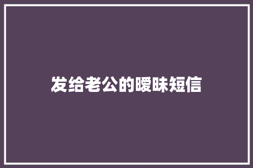 发给老公的暧昧短信