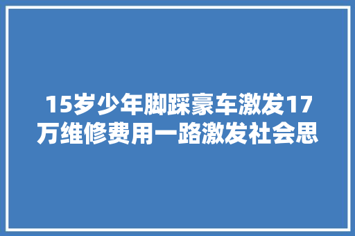 15岁少年脚踩豪车激发17万维修费用一路激发社会思虑的事宜