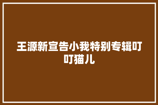 王源新宣告小我特别专辑叮叮猫儿