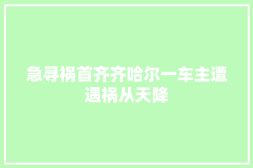 急寻祸首齐齐哈尔一车主遭遇祸从天降