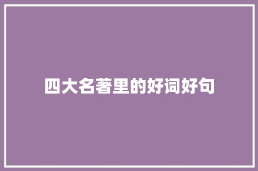 四大名著里的好词好句