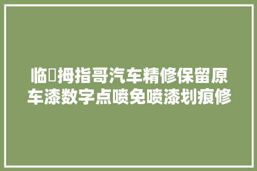临胊拇指哥汽车精修保留原车漆数字点喷免喷漆划痕修
