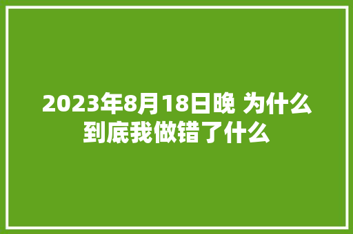 2023年8月18日晚 为什么到底我做错了什么