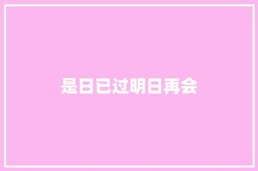 是日已过明日再会