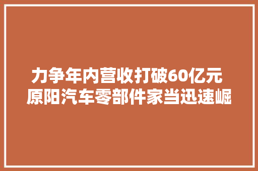 力争年内营收打破60亿元 原阳汽车零部件家当迅速崛起