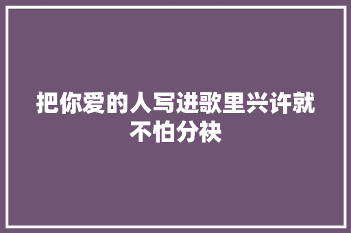 把你爱的人写进歌里兴许就不怕分袂