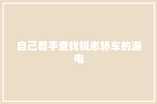 自己着手查找锐志轿车的漏电