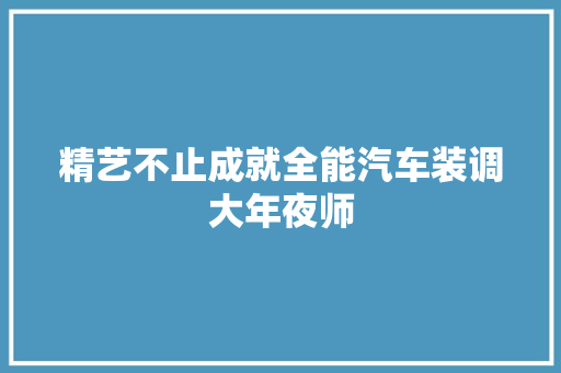 精艺不止成就全能汽车装调大年夜师 汽车知识