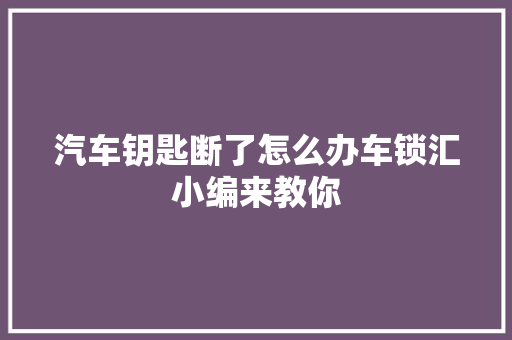 汽车钥匙断了怎么办车锁汇小编来教你