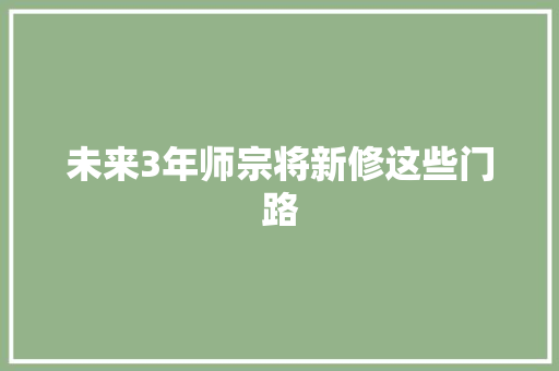 未来3年师宗将新修这些门路