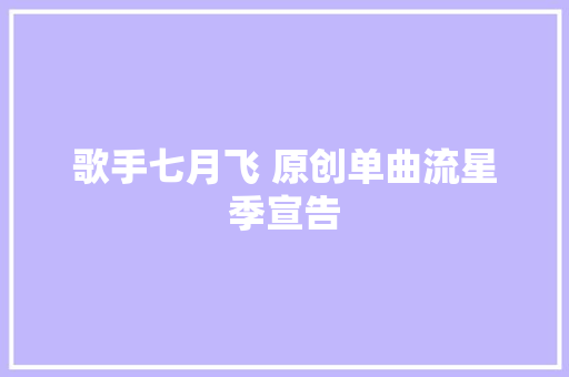 歌手七月飞 原创单曲流星季宣告