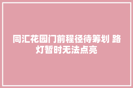 同汇花园门前程径待筹划 路灯暂时无法点亮