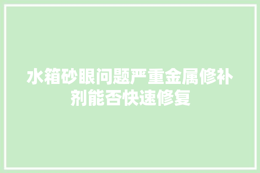 水箱砂眼问题严重金属修补剂能否快速修复