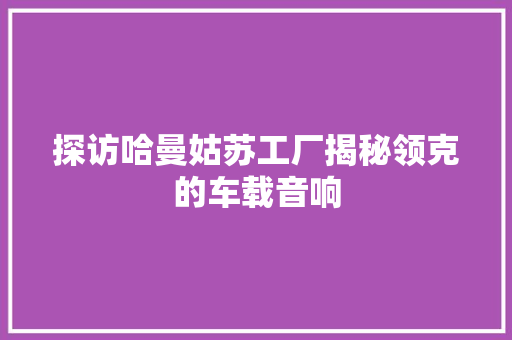 探访哈曼姑苏工厂揭秘领克的车载音响