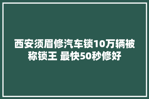 西安须眉修汽车锁10万辆被称锁王 最快50秒修好