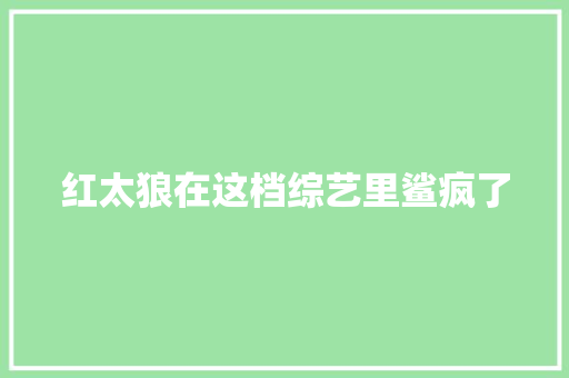 红太狼在这档综艺里鲨疯了