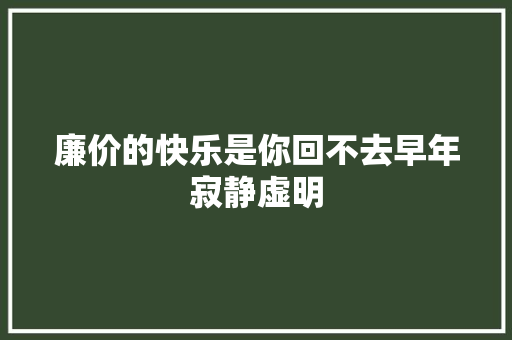 廉价的快乐是你回不去早年寂静虚明