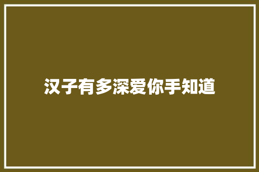 汉子有多深爱你手知道