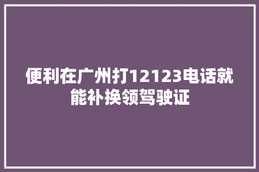 便利在广州打12123电话就能补换领驾驶证