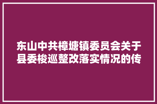 东山中共樟塘镇委员会关于县委梭巡整改落实情况的传递