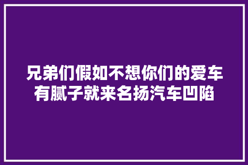 兄弟们假如不想你们的爱车有腻子就来名扬汽车凹陷