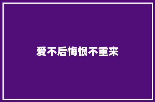 爱不后悔恨不重来