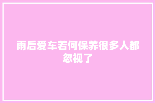 雨后爱车若何保养很多人都忽视了