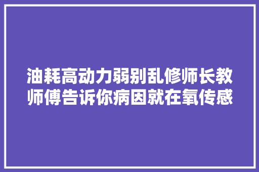 油耗高动力弱别乱修师长教师傅告诉你病因就在氧传感器上