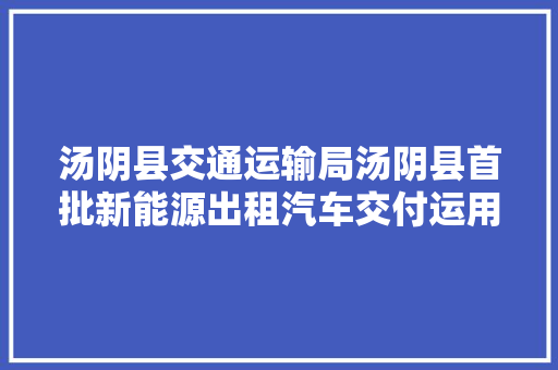 汤阴县交通运输局汤阴县首批新能源出租汽车交付运用