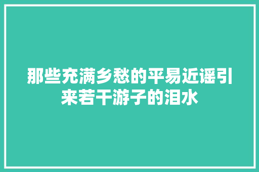 那些充满乡愁的平易近谣引来若干游子的泪水 休闲娱乐