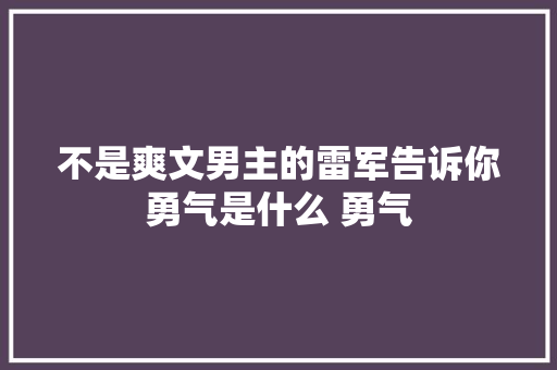 不是爽文男主的雷军告诉你勇气是什么 勇气