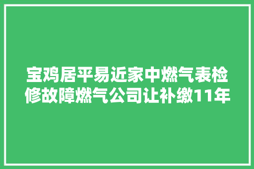 宝鸡居平易近家中燃气表检修故障燃气公司让补缴11年燃气费 汽车知识