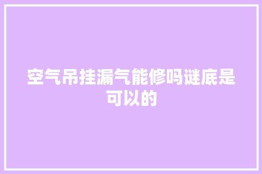 空气吊挂漏气能修吗谜底是可以的