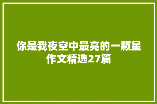 你是我夜空中最亮的一颗星作文精选27篇