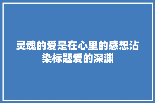 灵魂的爱是在心里的感想沾染标题爱的深渊