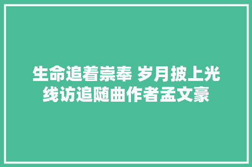 生命追着崇奉 岁月披上光线访追随曲作者孟文豪