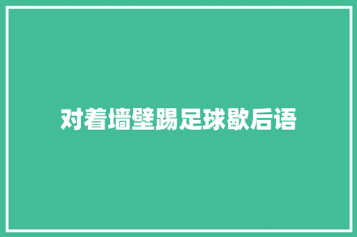 对着墙壁踢足球歇后语