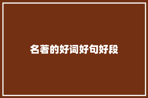名著的好词好句好段