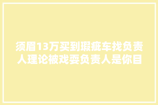 须眉13万买到瑕疵车找负责人理论被戏耍负责人是你目眩了
