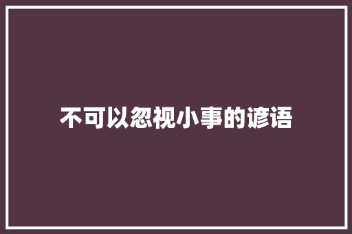 不可以忽视小事的谚语