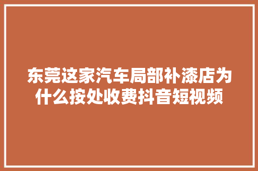 东莞这家汽车局部补漆店为什么按处收费抖音短视频